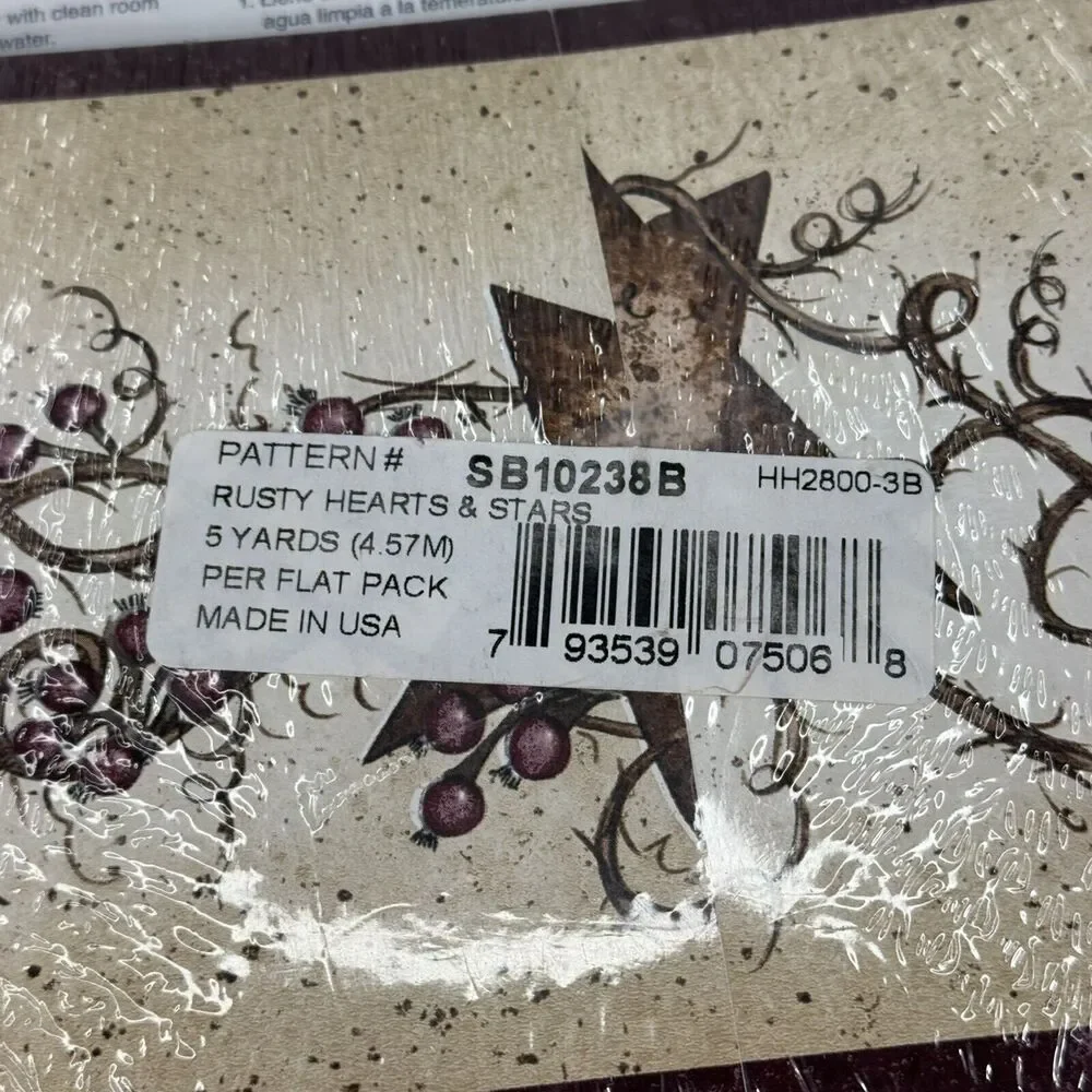 NEW Expressions Rusty Hearts & Stars Wallpaper Border 5 Yards Pattern # SB10238B